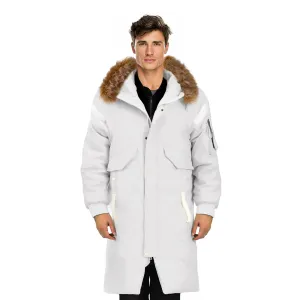 abbee White 2XL Winter Fur Hooded Thick Overcoat Jacket Stylish Lightweight Quilted Warm Puffer Coat