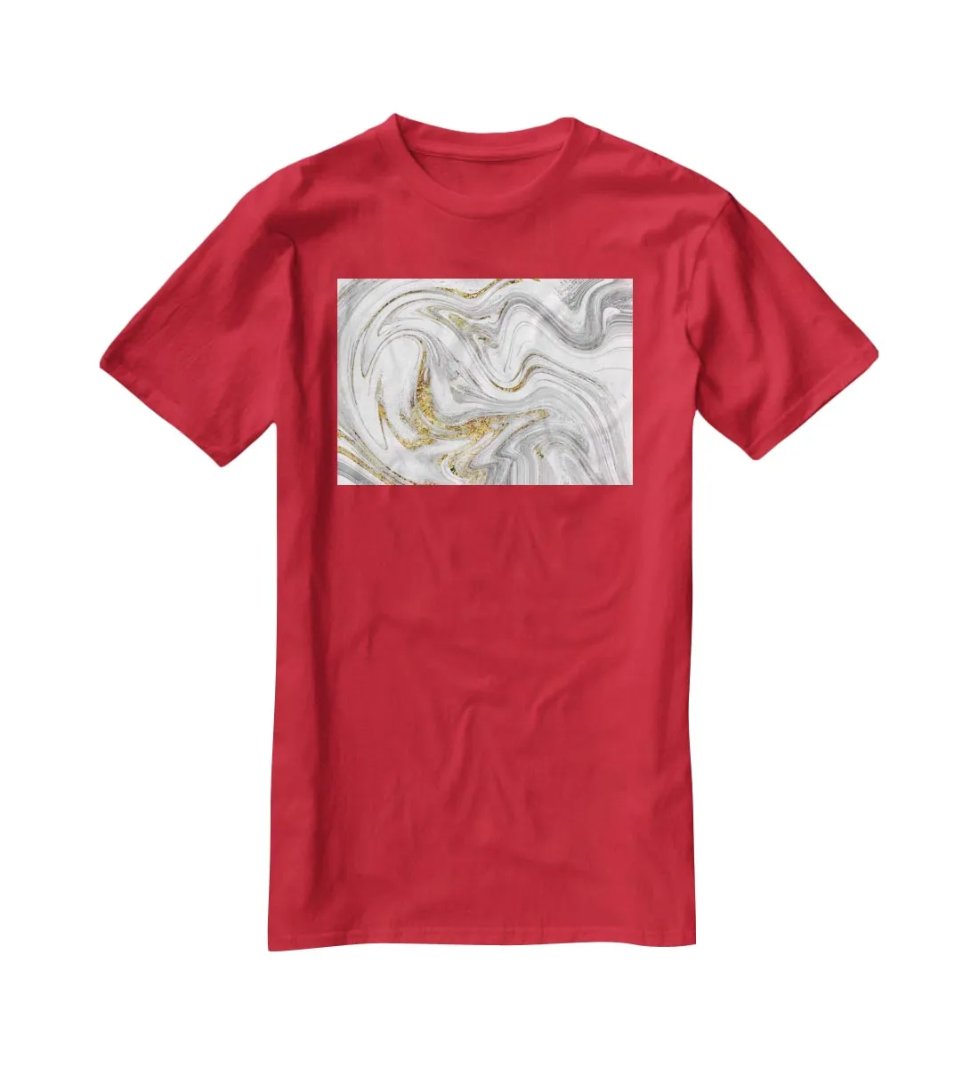 Abstract Swirled White Grey and Gold Marble T-Shirt