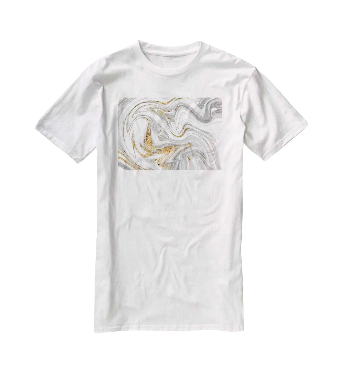 Abstract Swirled White Grey and Gold Marble T-Shirt