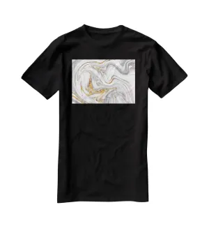 Abstract Swirled White Grey and Gold Marble T-Shirt