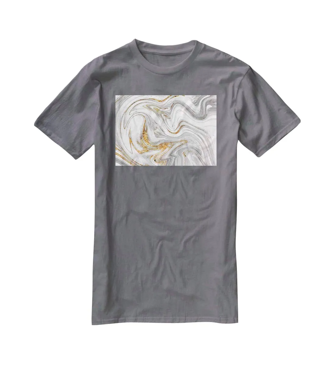 Abstract Swirled White Grey and Gold Marble T-Shirt