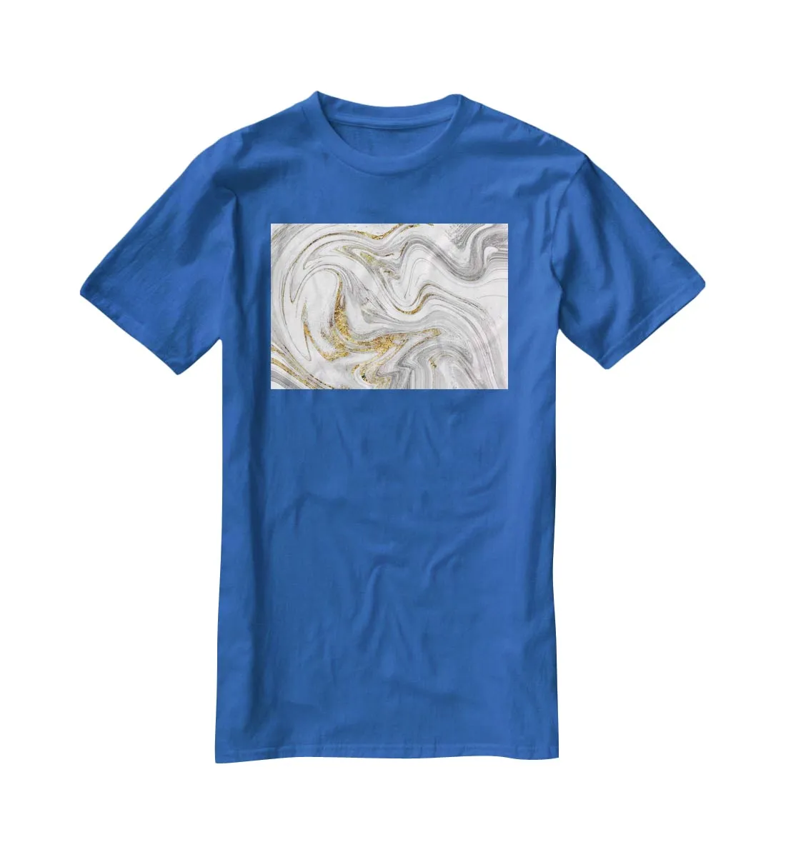 Abstract Swirled White Grey and Gold Marble T-Shirt
