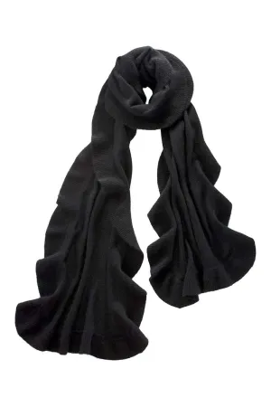 Alpine Cashmere Ruffle Wrap | Black
