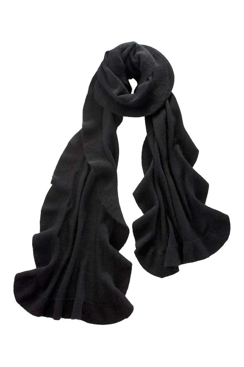 Alpine Cashmere Ruffle Wrap | Black