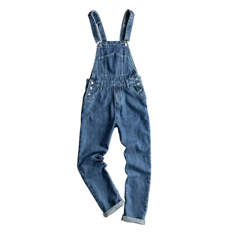 American Retro Straight Denim Jumpsuit Vintage Bib Overalls