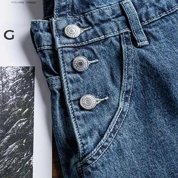 American Retro Straight Denim Jumpsuit Vintage Bib Overalls