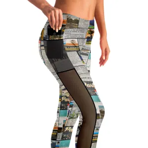 Australian Newspaper Colour Mesh Panel Side Pockets Leggings (FWS)