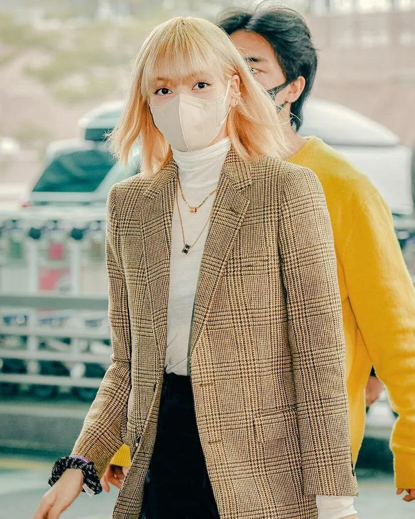 Blackpink Lisa Checkered Wool Blazer