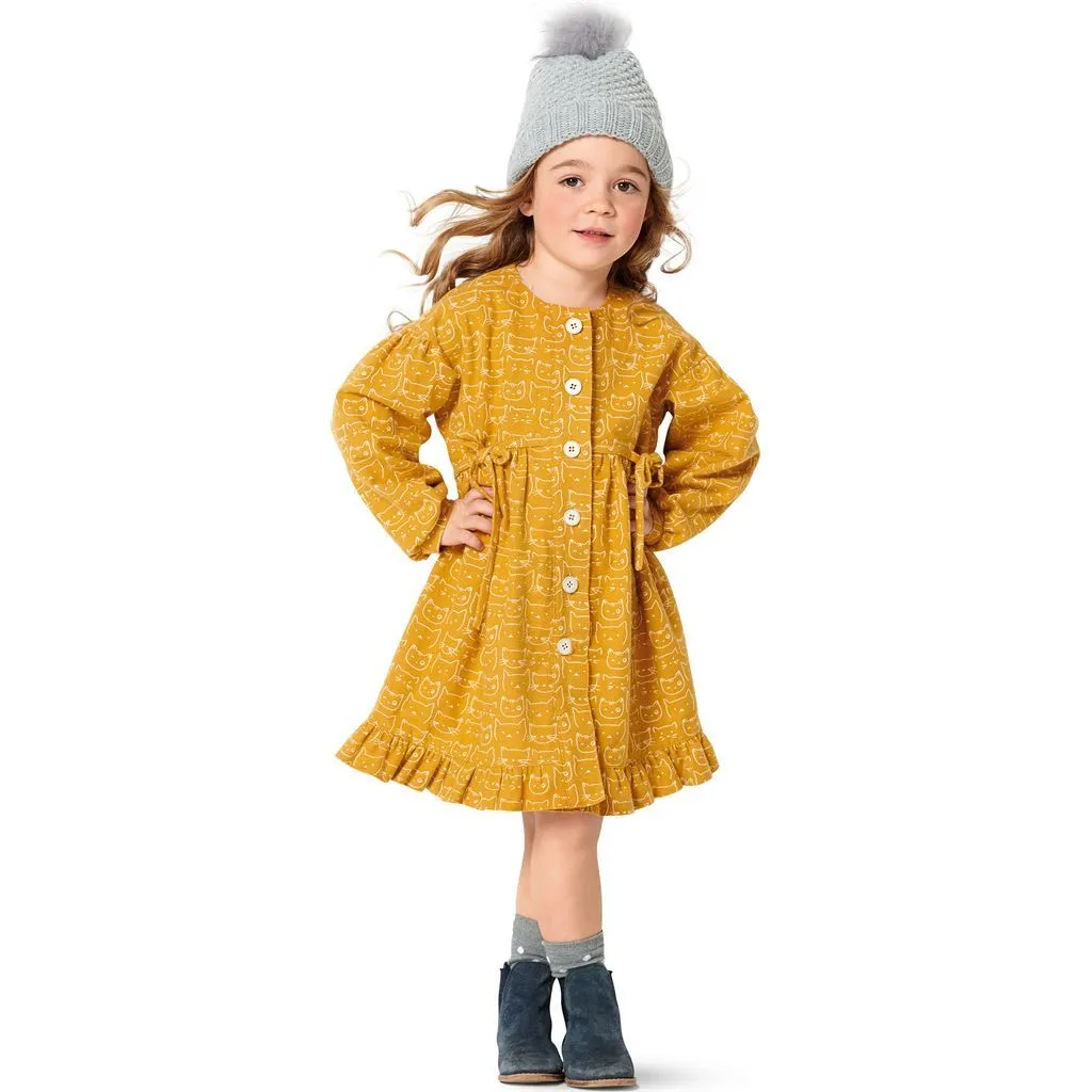 Burda Style Pattern B9309 Children's Dresses, Buttons at Front, with Trim and Pocket Variations