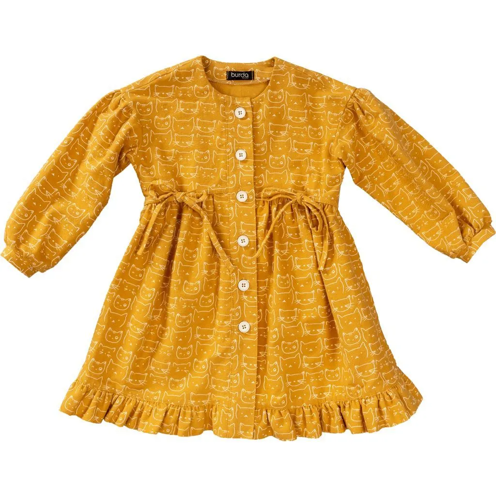 Burda Style Pattern B9309 Children's Dresses, Buttons at Front, with Trim and Pocket Variations
