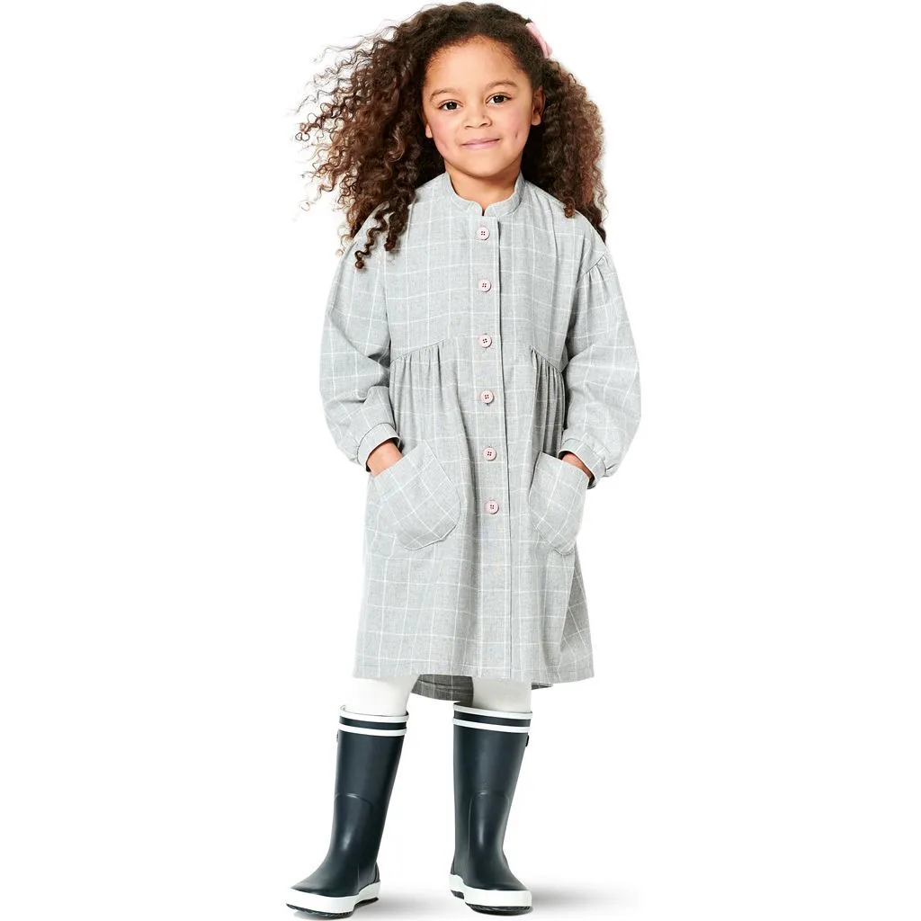 Burda Style Pattern B9309 Children's Dresses, Buttons at Front, with Trim and Pocket Variations