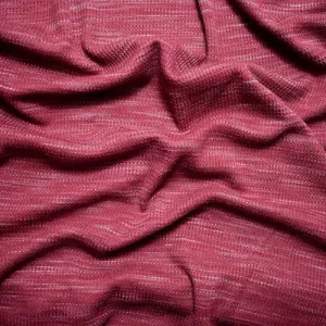 Burgundy/White Slubbed Waffle Knit Fabric