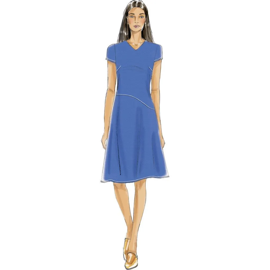 Butterick Pattern B6480 Misses' Fitted Dresses with Hip Detail, Neck and Sleeve Variations