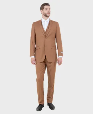 Caramel 3 Piece Slim Fit Vested Suit