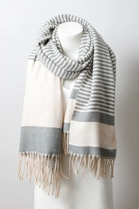 Contemporary Stripe Woven Tassel Scarf | FINAL SALE