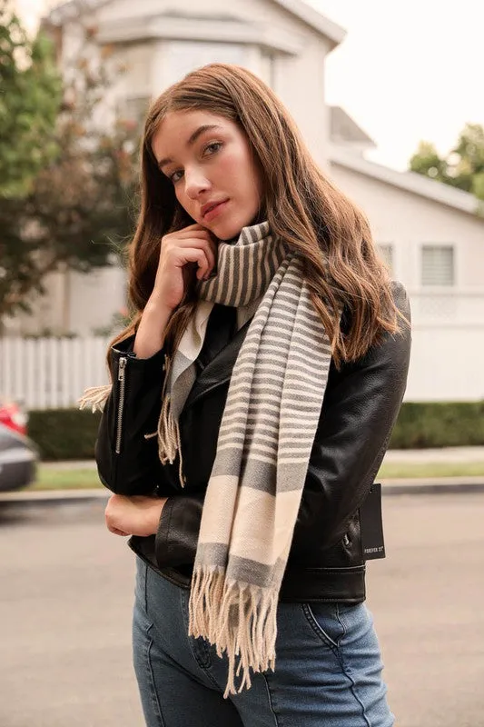 Contemporary Stripe Woven Tassel Scarf | FINAL SALE