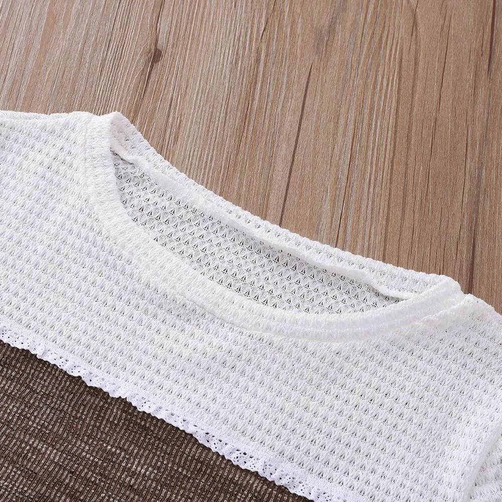 Crewneck Colorblock Hollow Knit Sweater