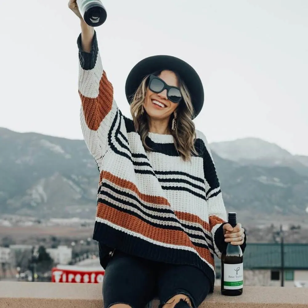 Crewneck Colorblock Striped Sweater