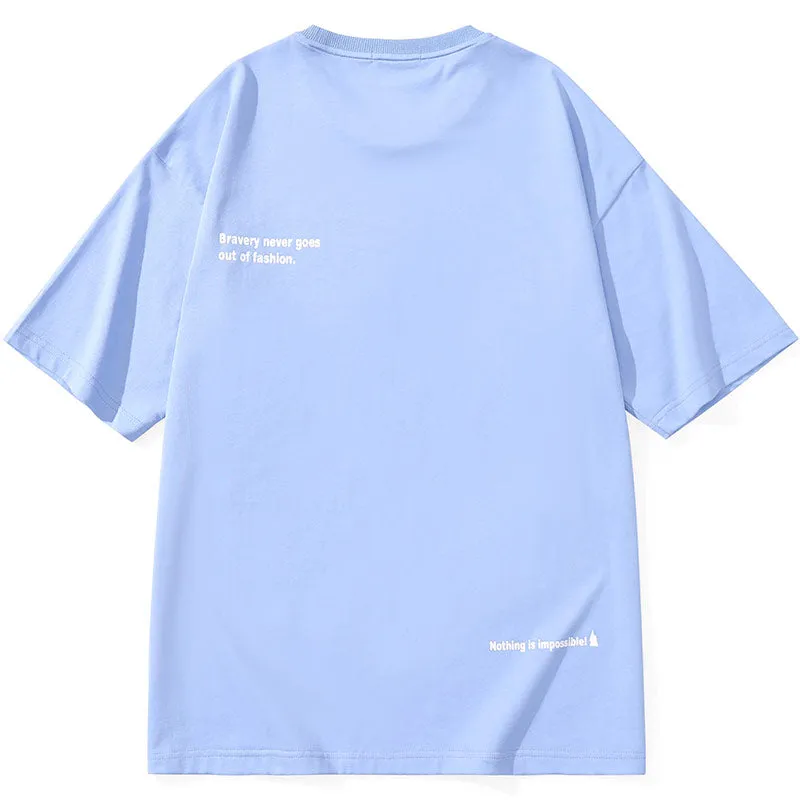 Cyberpunk Letter Graffiti Print Drop-Shoulder Sleeve T-Shirt