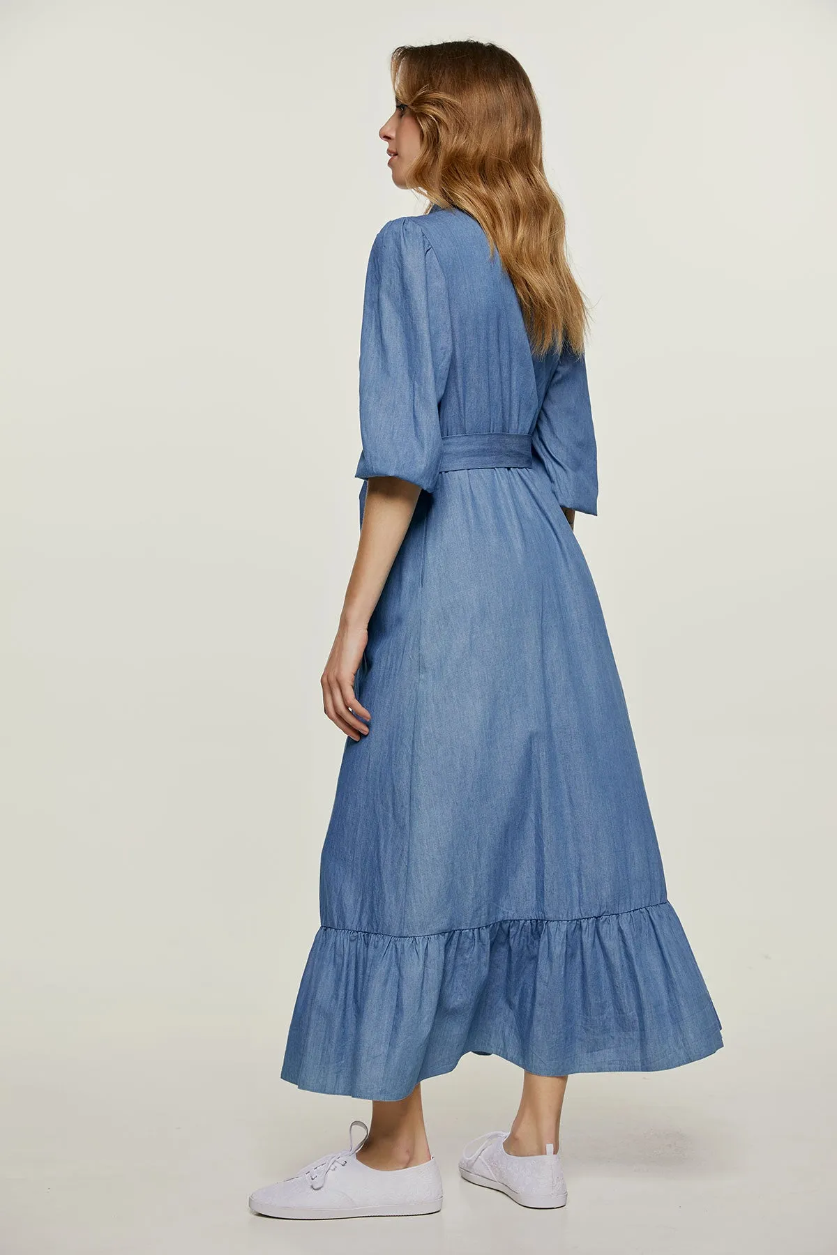 Denim Style dress with Frill