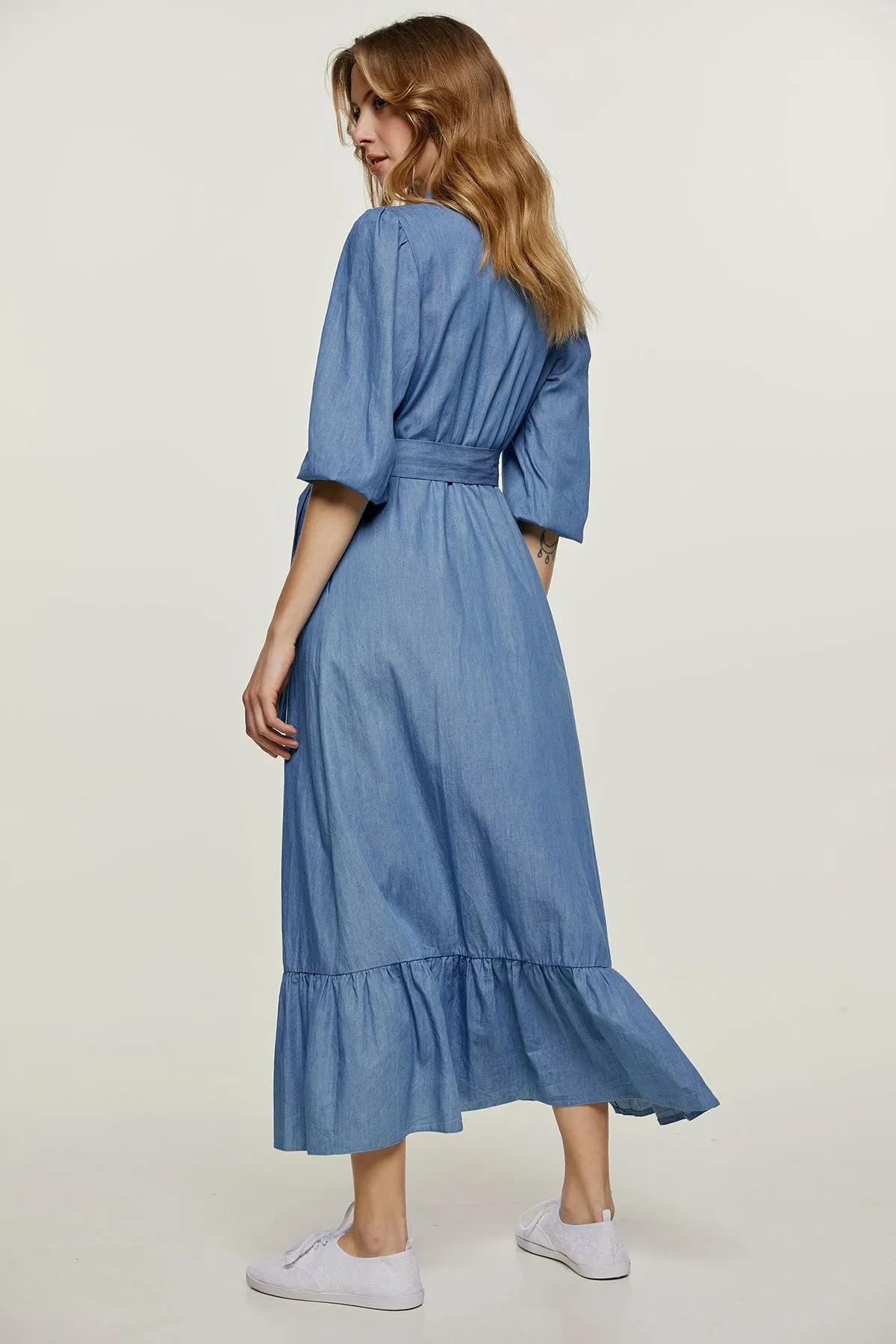 Denim Style dress with Frill