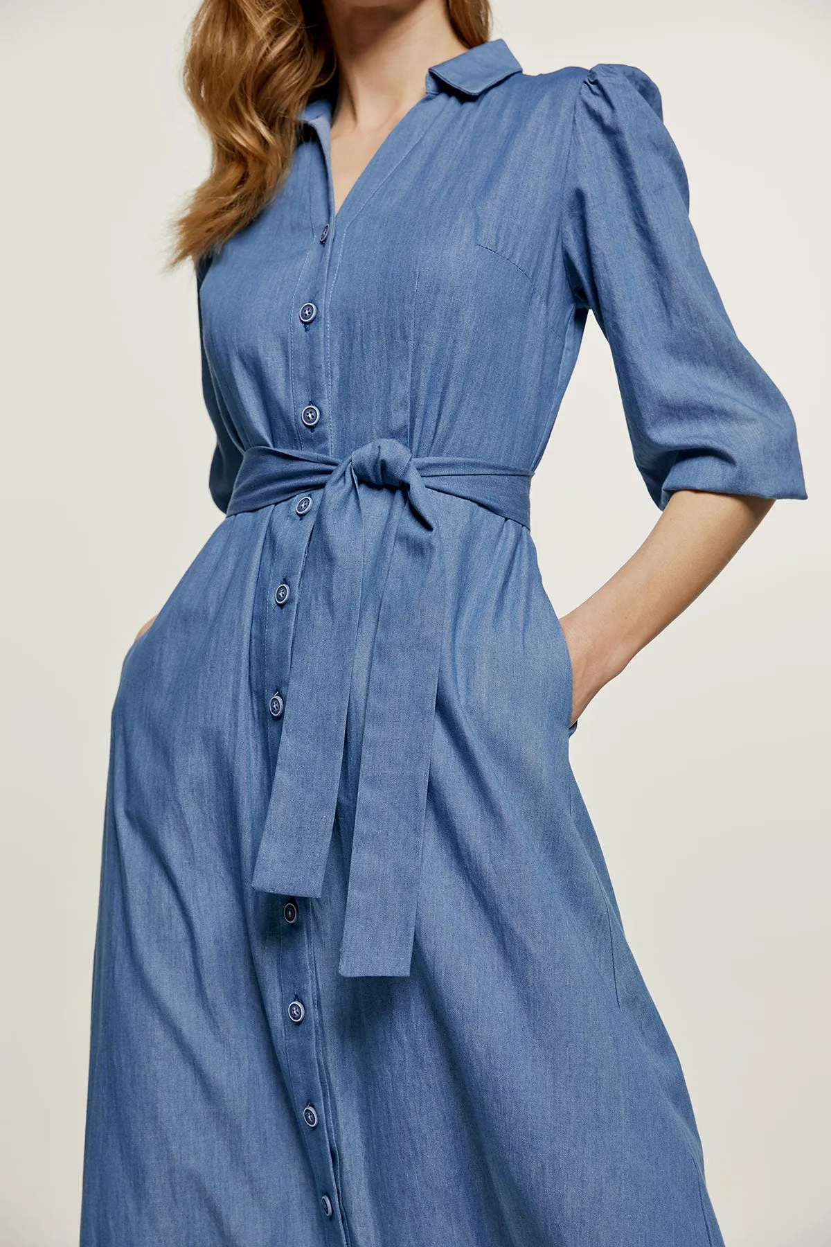 Denim Style dress with Frill