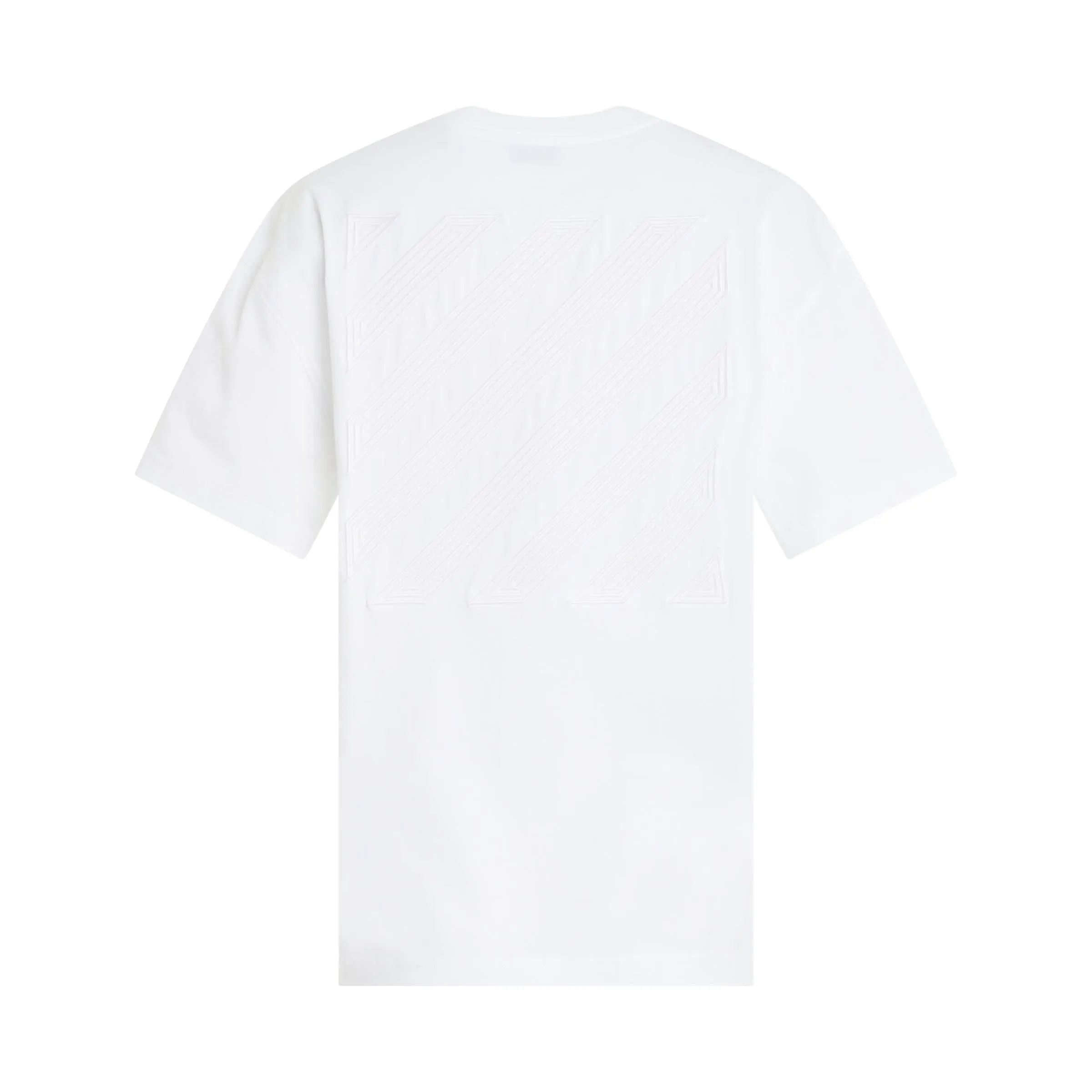 Diagonal Embroidered Casual T-Shirt in White
