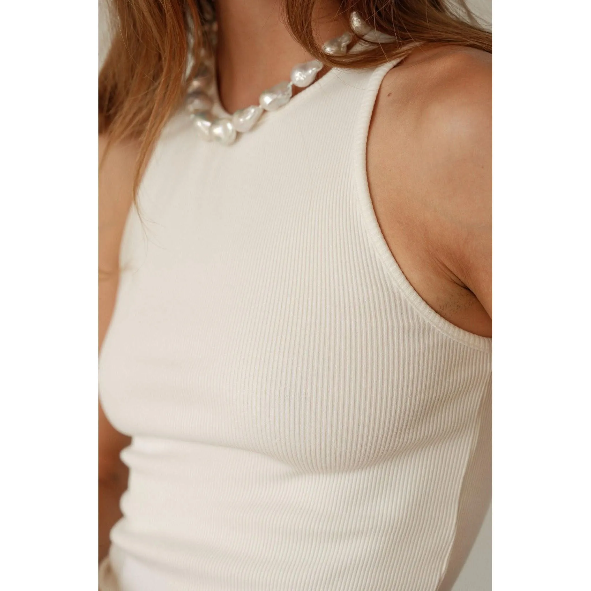 Donni The Rib Knit Tank Cream