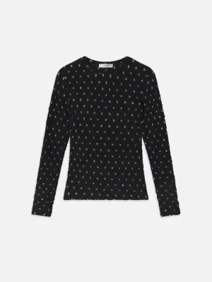 Dotted Stretch Mesh Top -- Black Multi