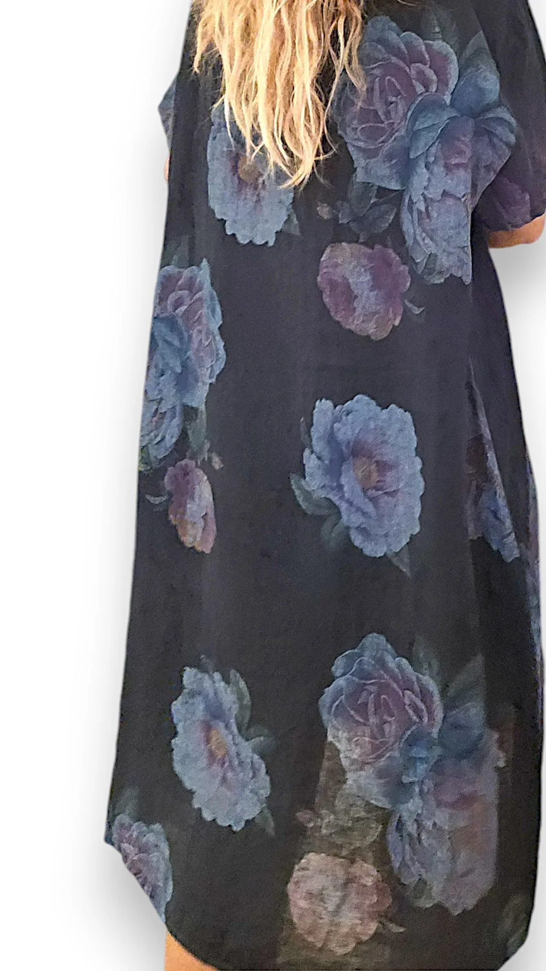 EASY PEASY TEE SHAPE LINEN DRESS OMBRE PEONY NAVY