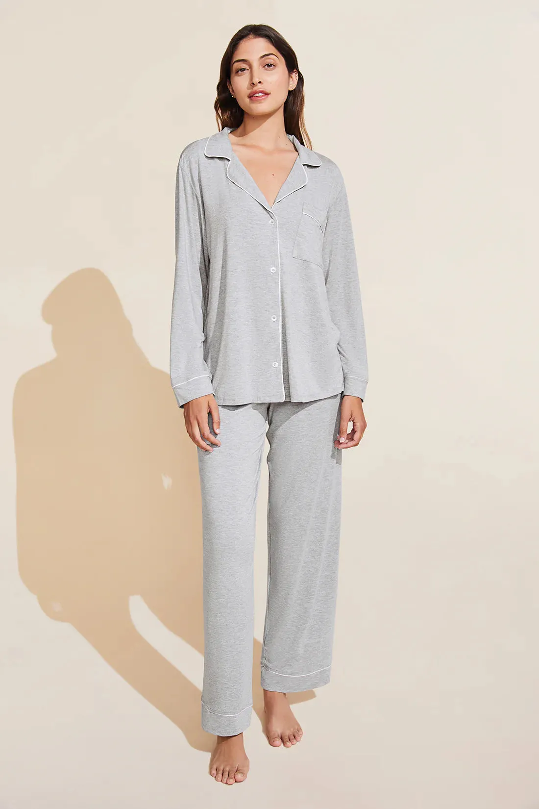 Eberjey Gisele Pong PJ Set in Heather Grey & Sorbet Pink