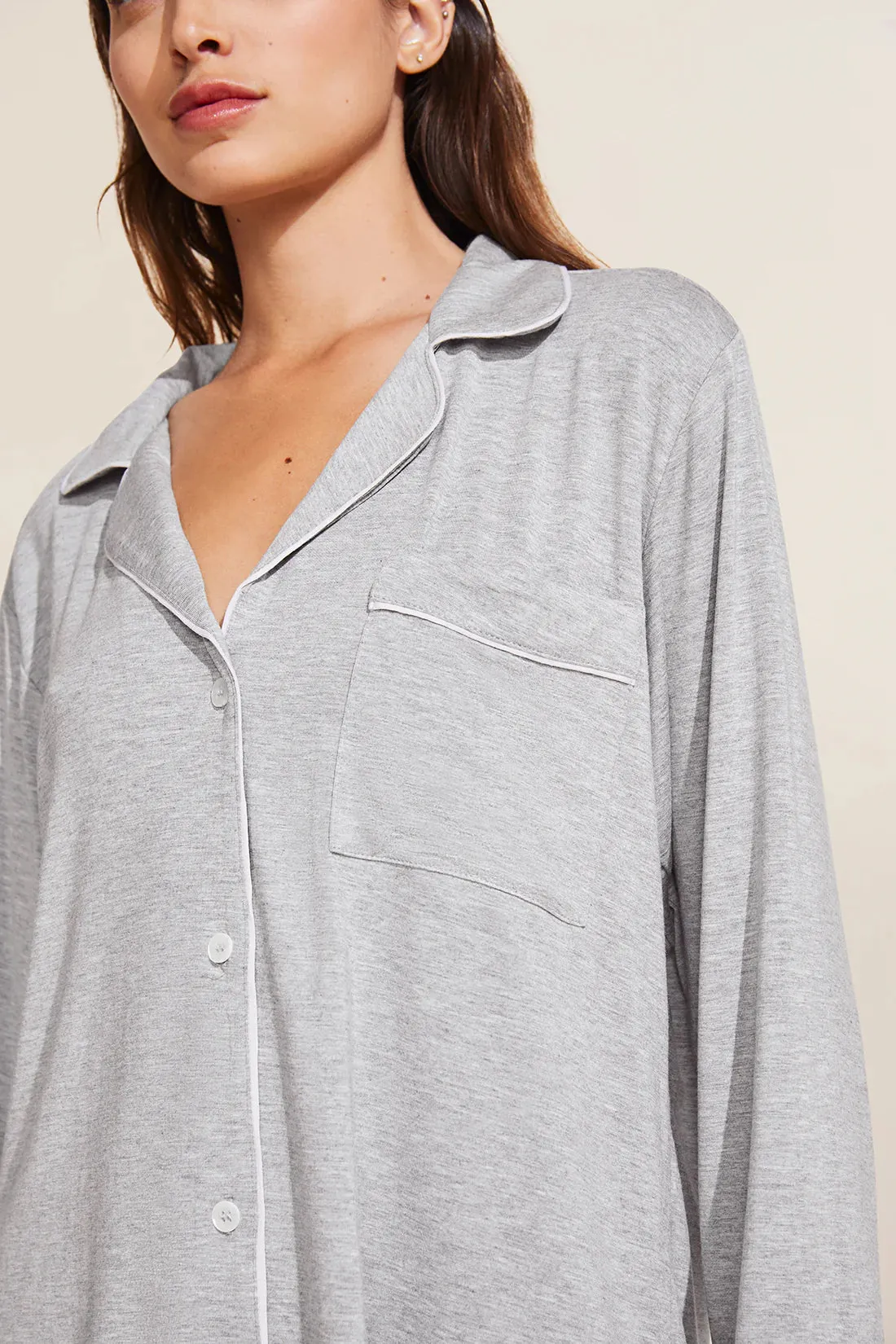 Eberjey Gisele Pong PJ Set in Heather Grey & Sorbet Pink