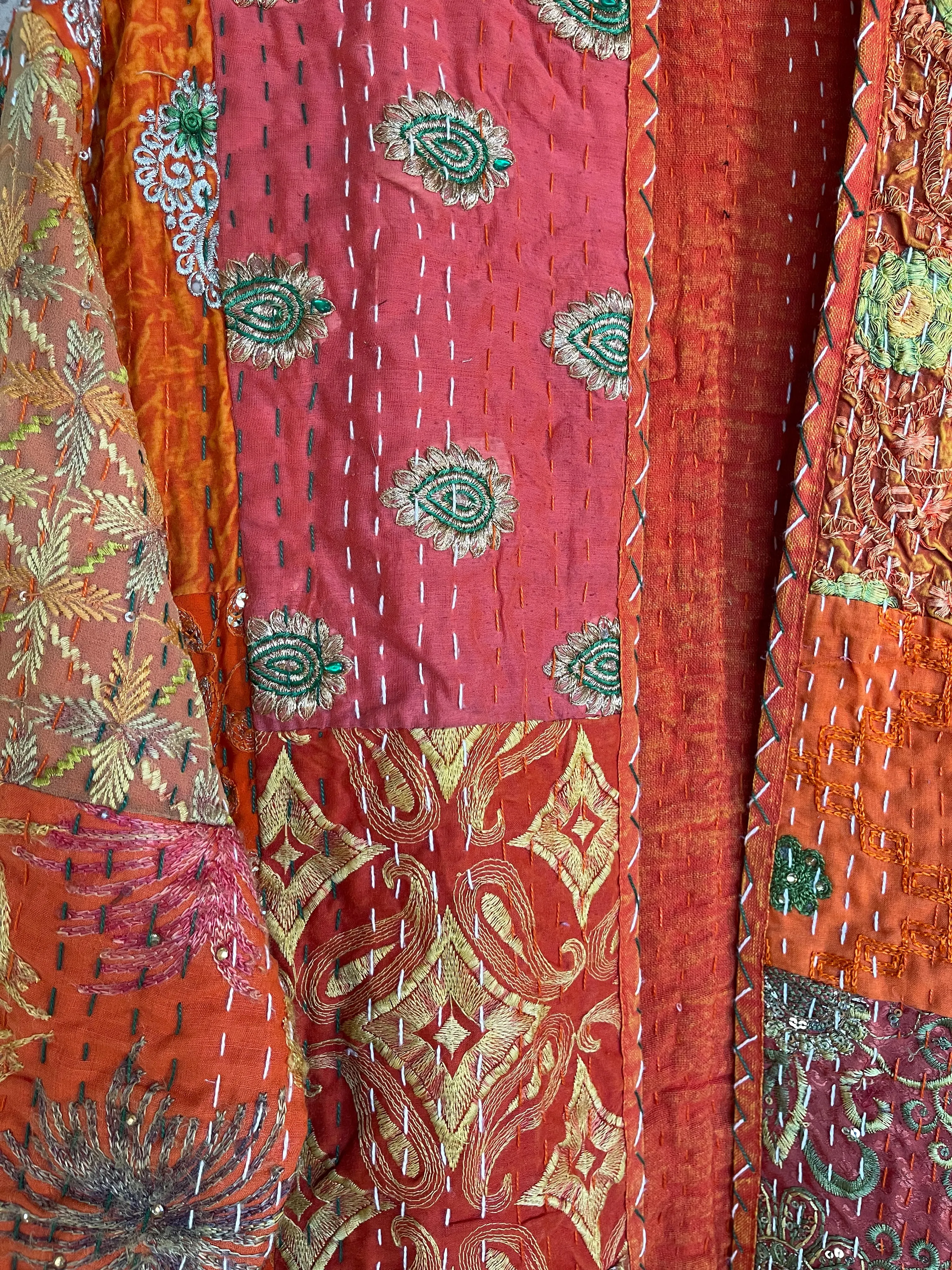 Embroidered Kantha Coat - Desert Warmth