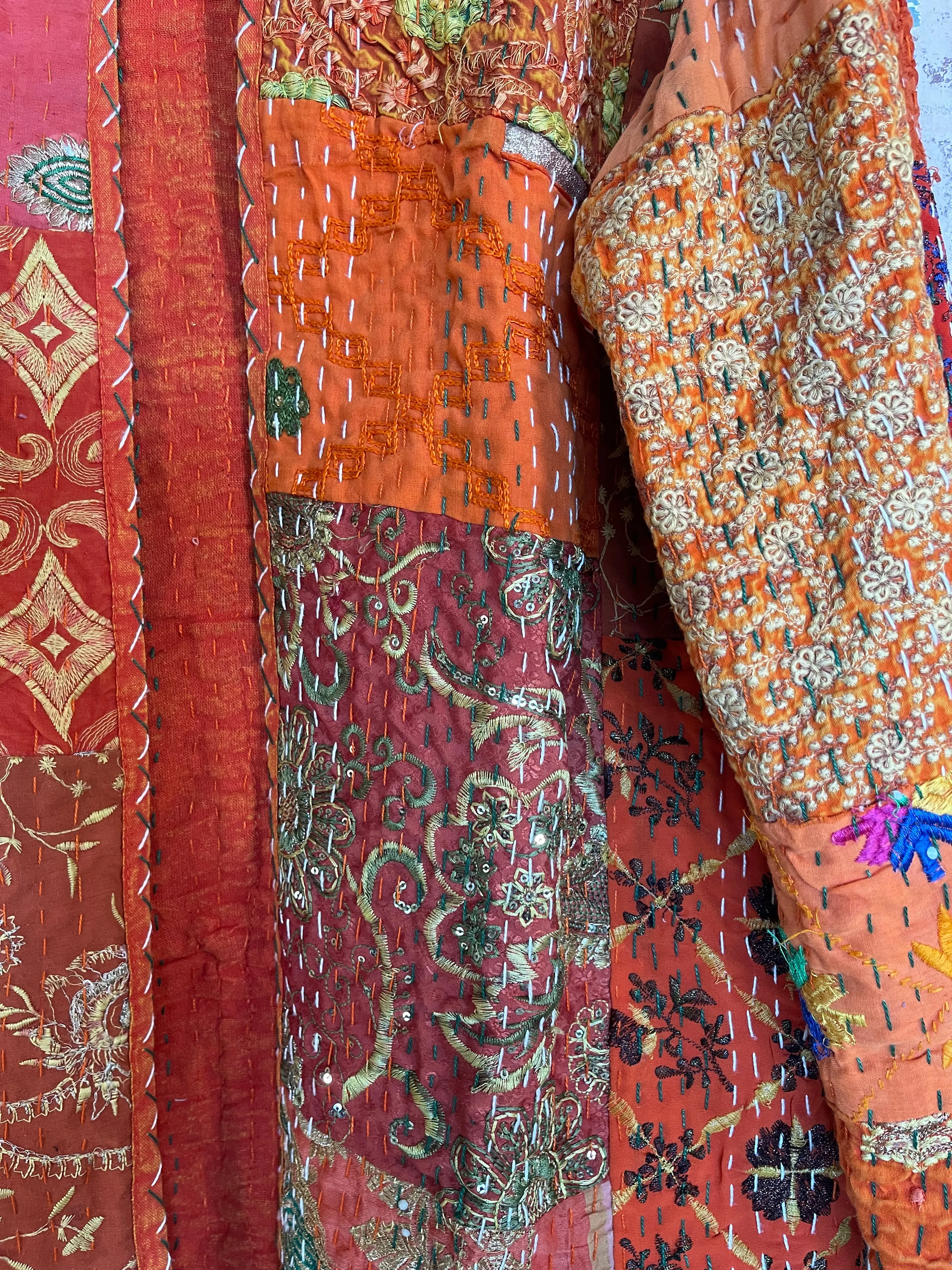 Embroidered Kantha Coat - Desert Warmth