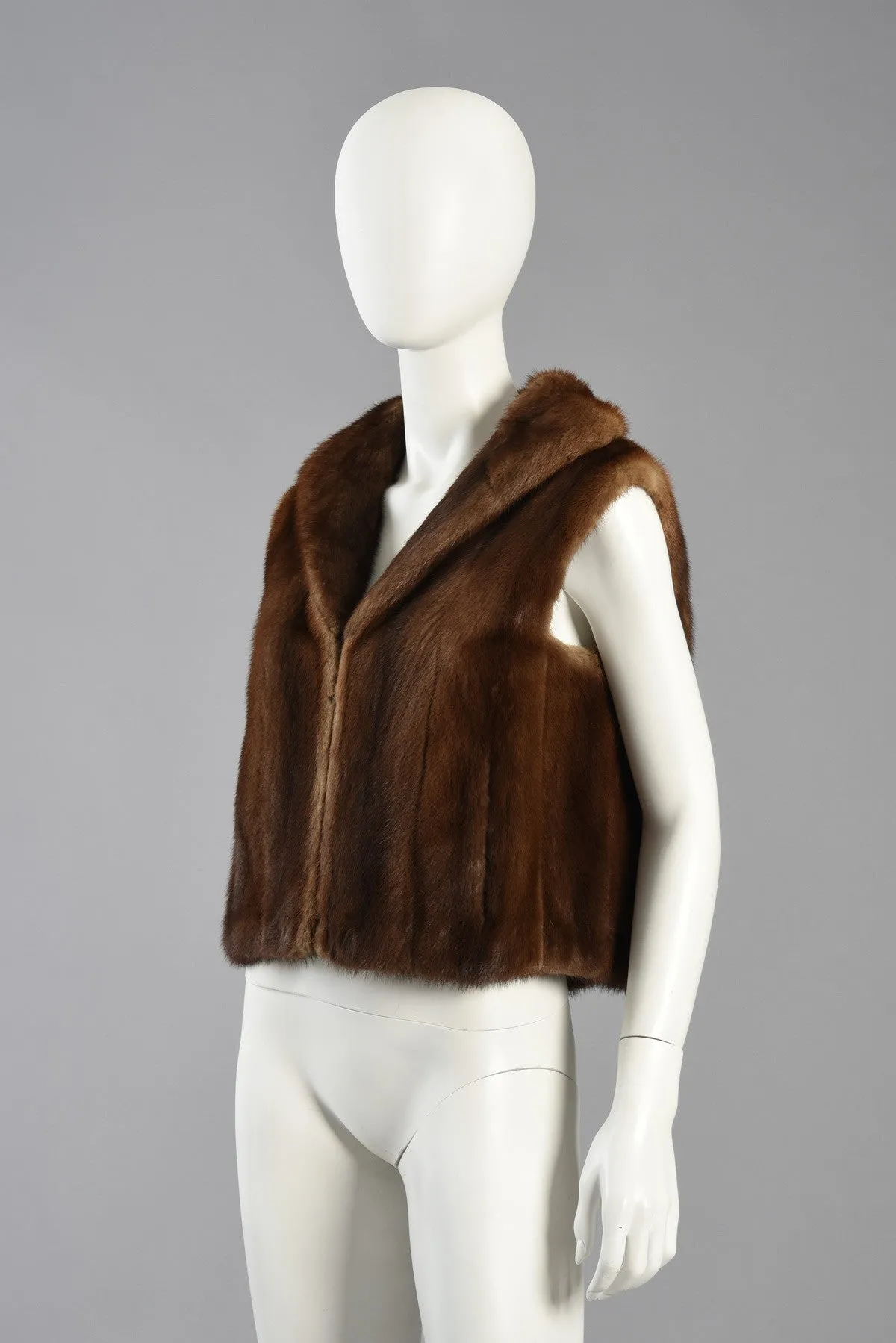 Excellent Neiman Marcus Cropped Mink Fur Gilet/Vest