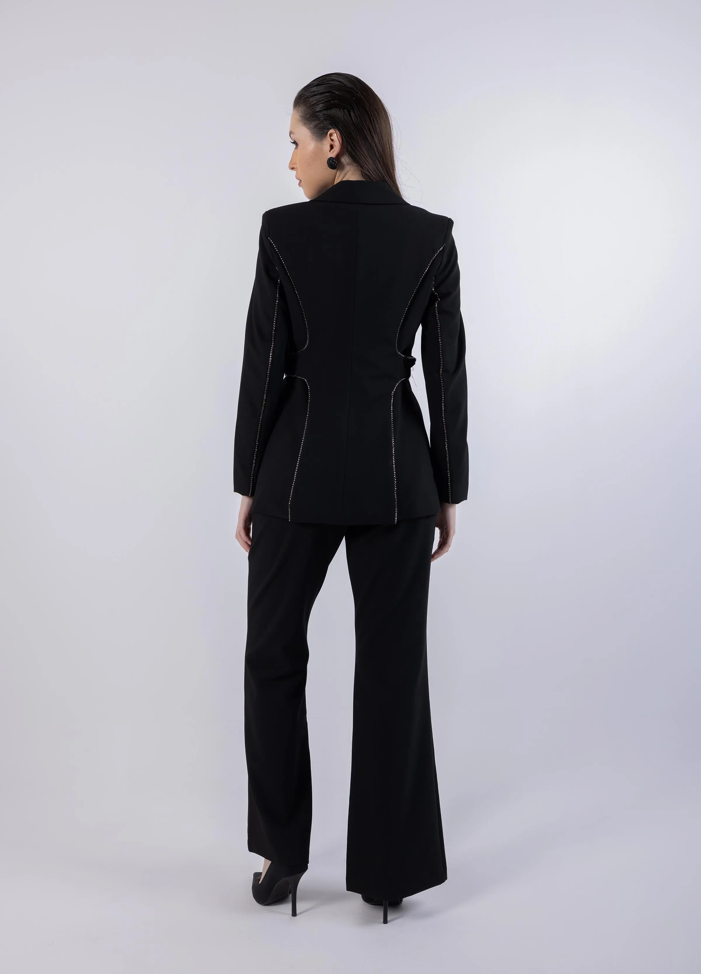 Flared Leg Solid Formal Trouser\ لاورس يمسر ميمصتب لجرأ ةعساو هداس