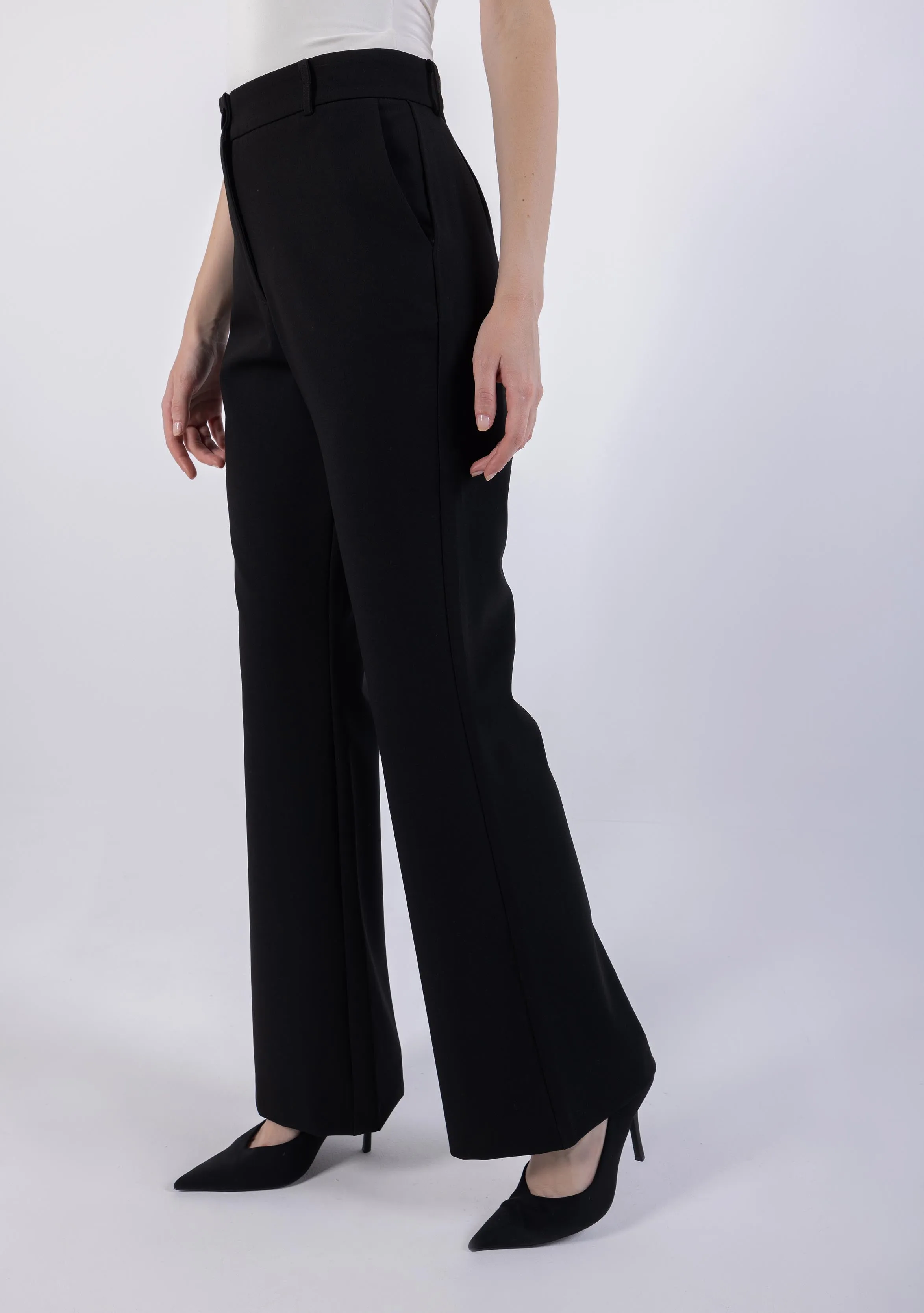 Flared Leg Solid Formal Trouser\ لاورس يمسر ميمصتب لجرأ ةعساو هداس