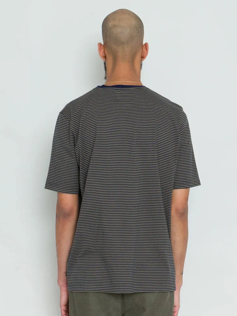 Folk 1x1 Stripe Tee in Navy Sage