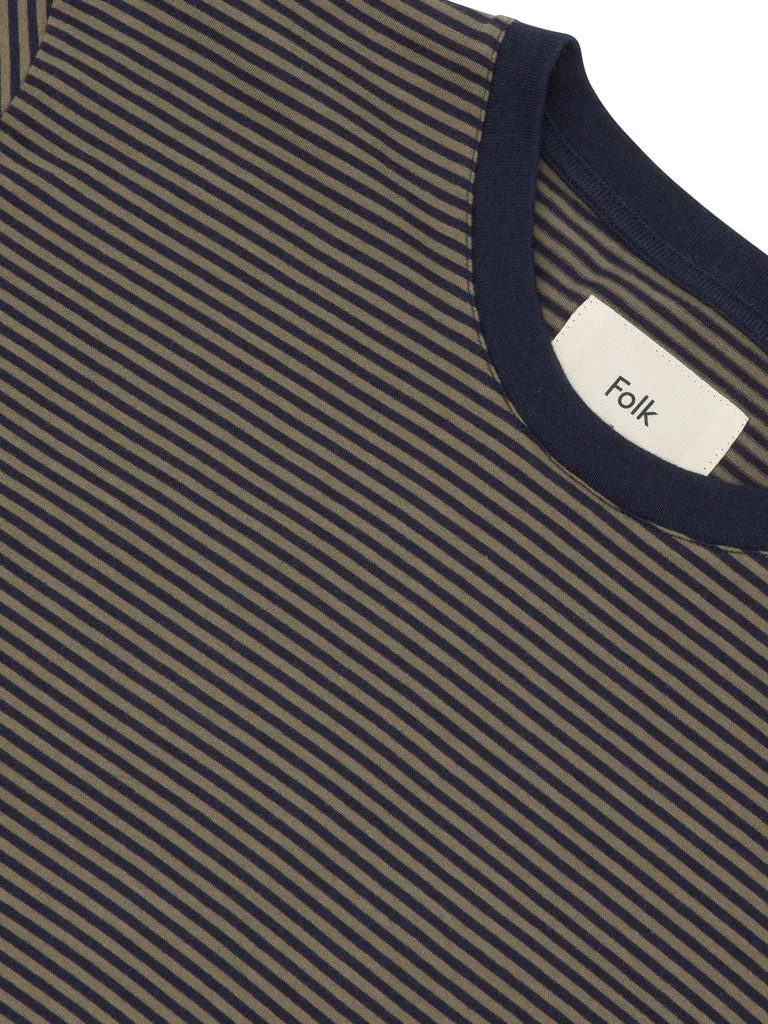 Folk 1x1 Stripe Tee in Navy Sage