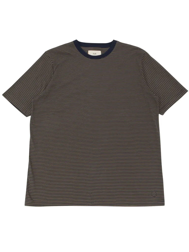 Folk 1x1 Stripe Tee in Navy Sage