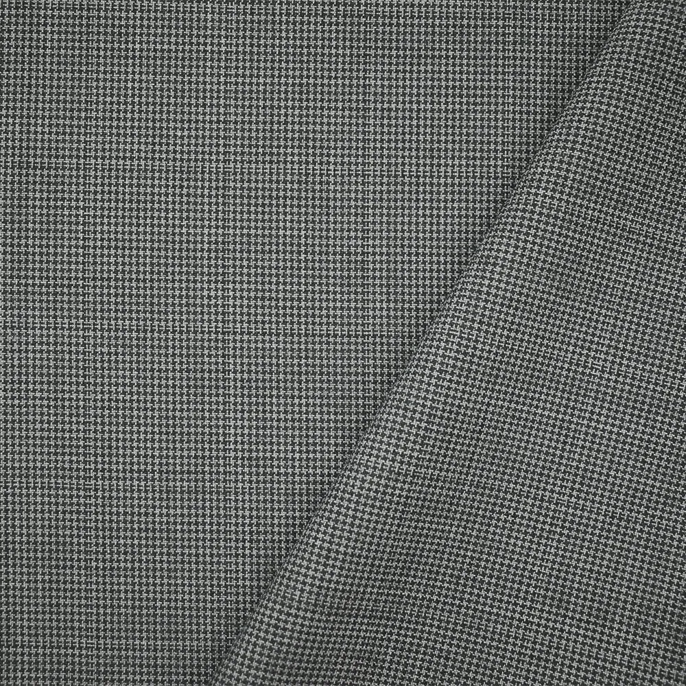 Gray-Black Poly-Wool Houndstooth Check Shirting Woven Fabric