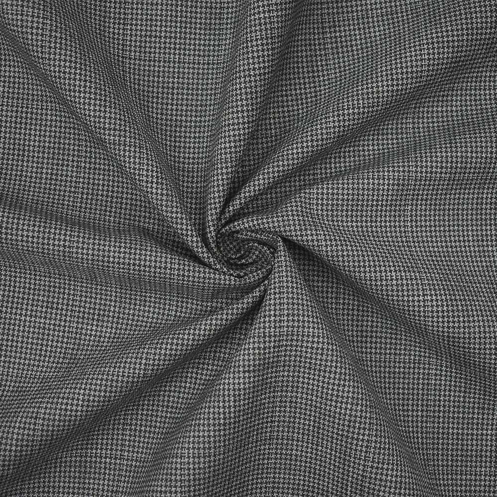 Gray-Black Poly-Wool Houndstooth Check Shirting Woven Fabric