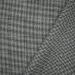 Gray-Black Poly-Wool Houndstooth Check Shirting Woven Fabric