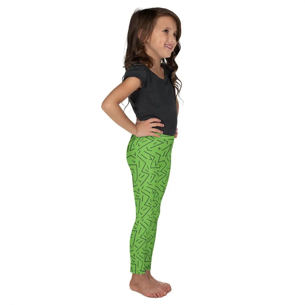 Green Black Line Kid's Leggings