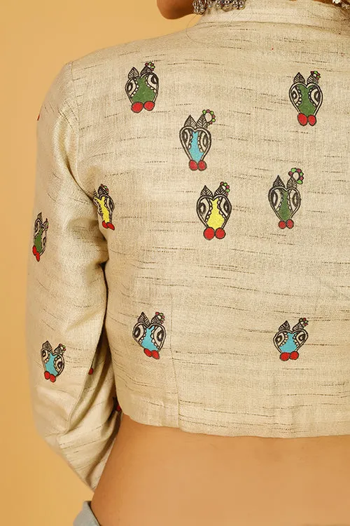 Gubbaro Handpainted Madhubani Happy Nandi Blouse