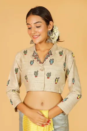 Gubbaro Handpainted Madhubani Happy Nandi Blouse