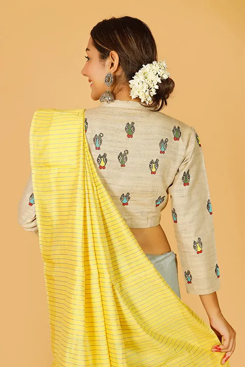 Gubbaro Handpainted Madhubani Happy Nandi Blouse