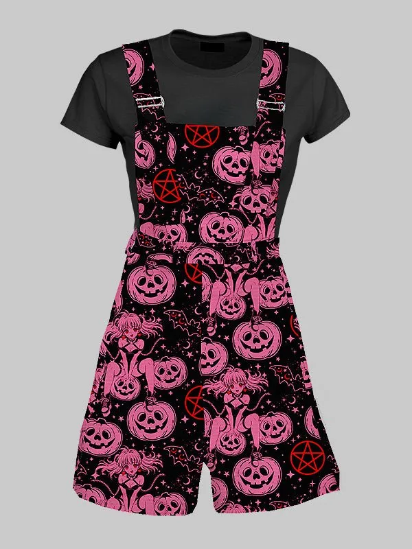Halloween Anime Overall Shorts