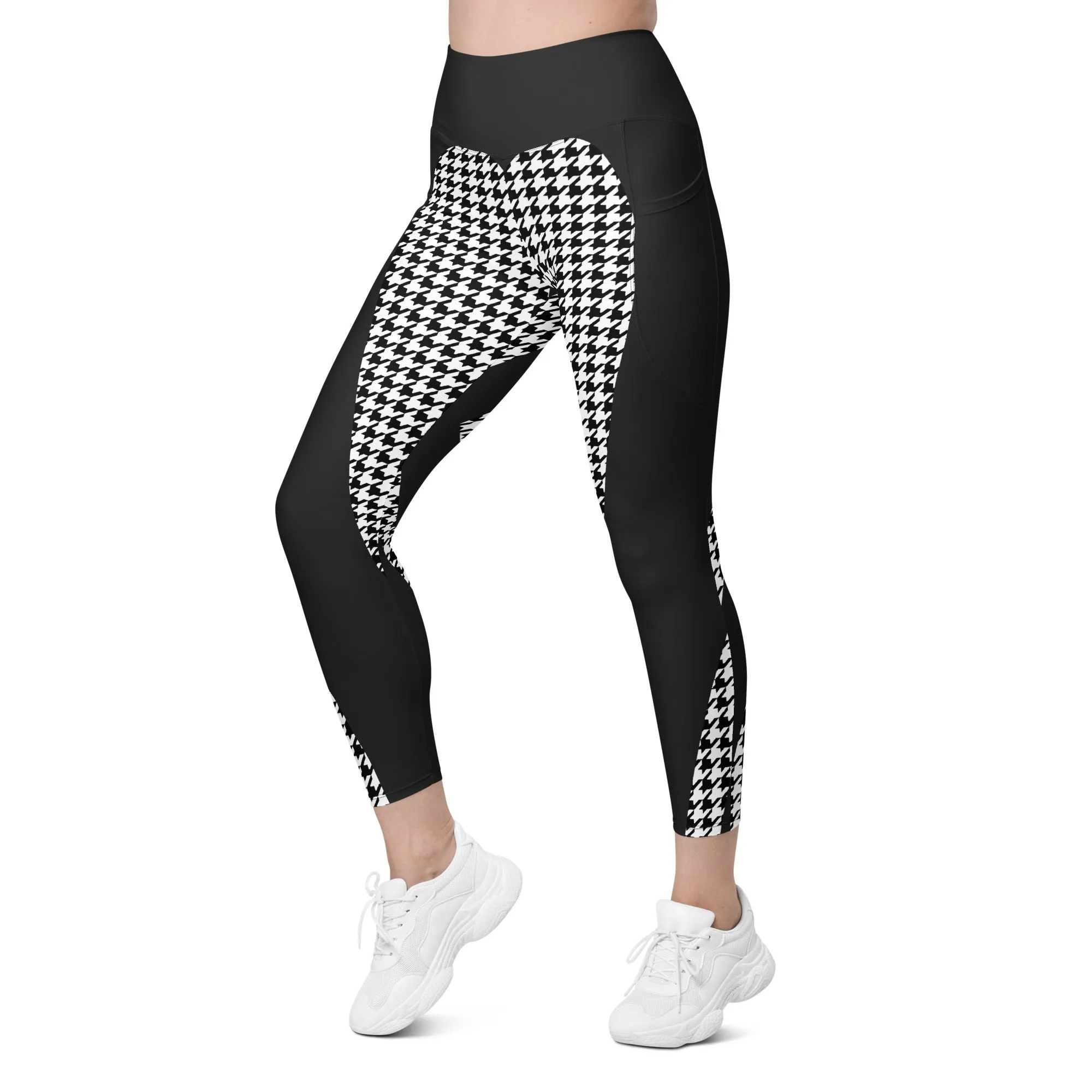 Houndstooth Heart Shaped Leggings With Pockets