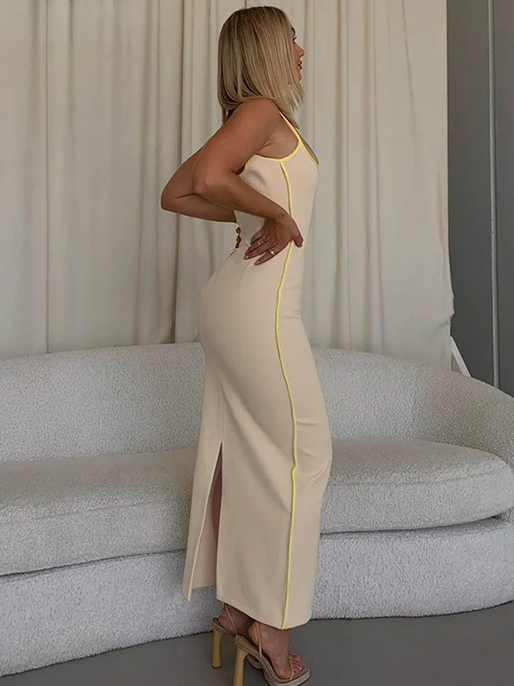 JuliaFashion - 2024 Spaghetti Strap Elegant Sleeveless Slit Party Dresses